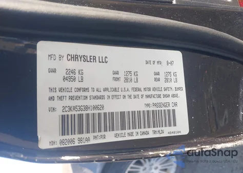 2008 Chrysler 300 Touring z USA, uszkodzony, nr VIN 2C3KA53G38H100620